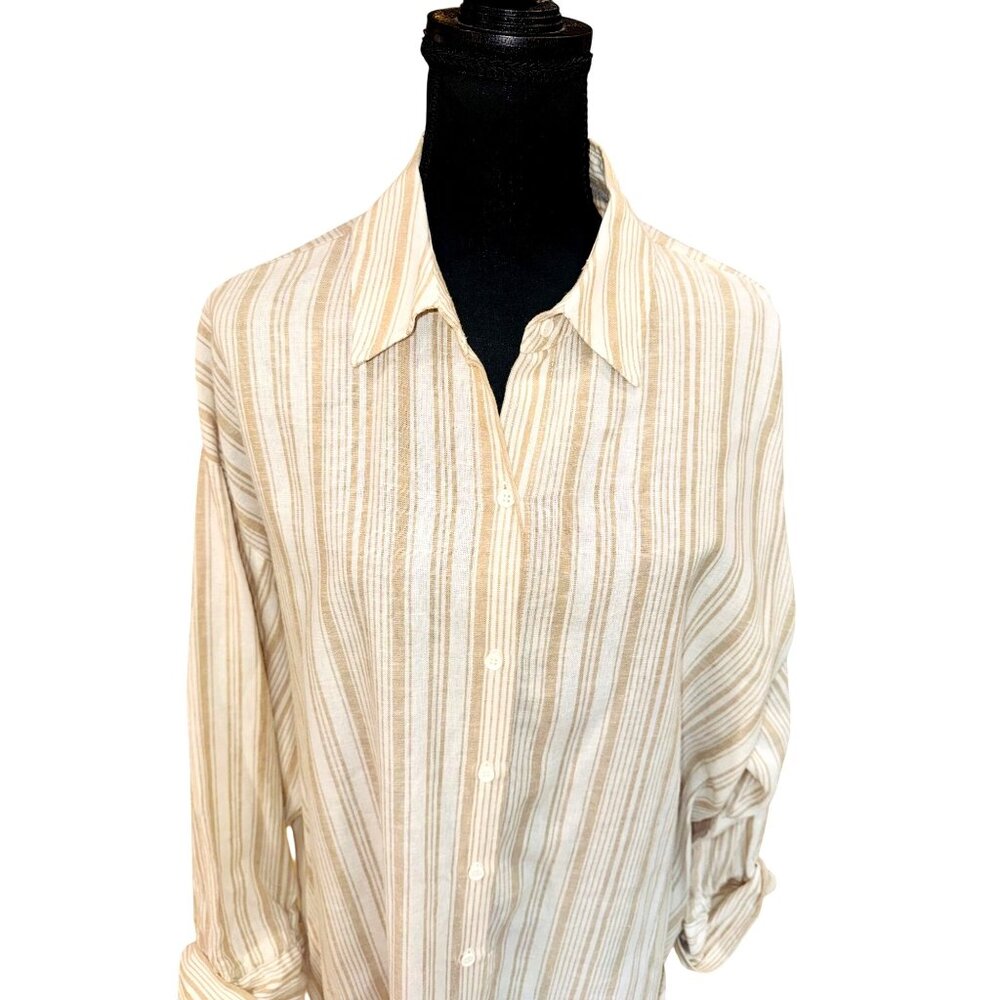 Gibson Latimer Cream Linen Shirt Dress - Picture 3 of 10